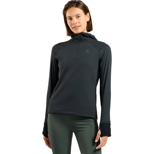 Foto de Odlo Mid Layer con Capucha Trail Running Mujer - X-Alp Half-Zip - negro