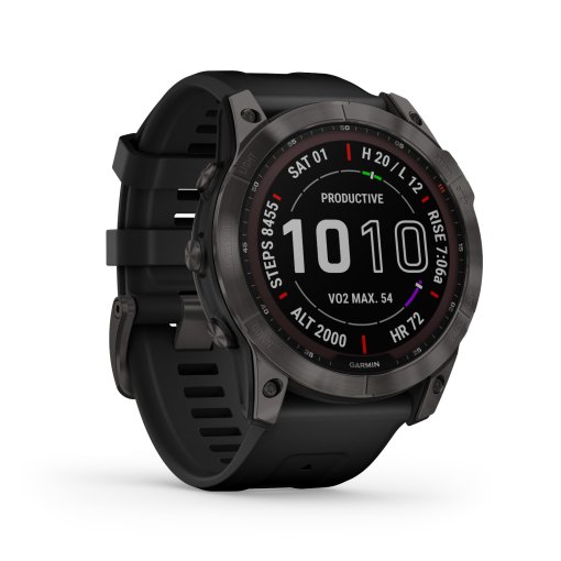 Bild von Garmin fenix 7X Sapphire Solar GPS Smartwatch - schiefergrau/schwarz - DLC-Titan