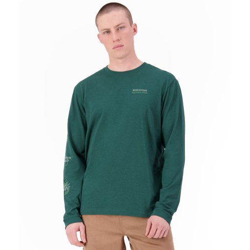 Picture of Mons Royale Yonder Merino Organic Cotton Long Sleeve Men - dark pine