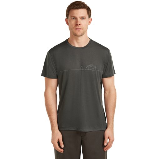 Produktbild von Icebreaker Merino Core T-Shirt Single Line Camp Herren - Obsidian