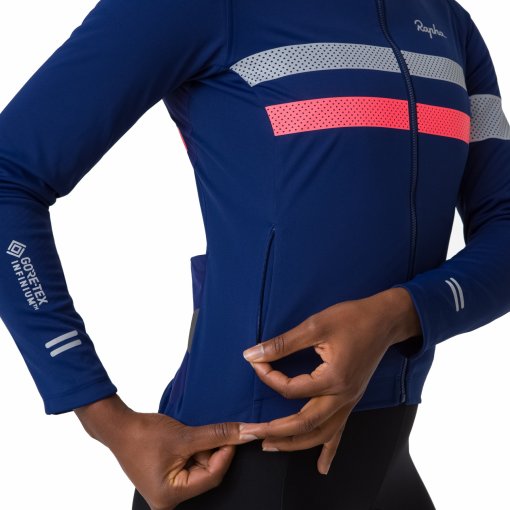 Rapha Brevet Windstopper Long Sleeve Jersey Women - navy/hi-vis