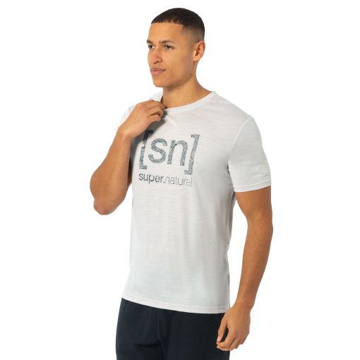 Immagine prodotto da SUPER.NATURAL Maglietta Uomo - Logo Lines Bio - White Stone Melange/Turbulence Blue