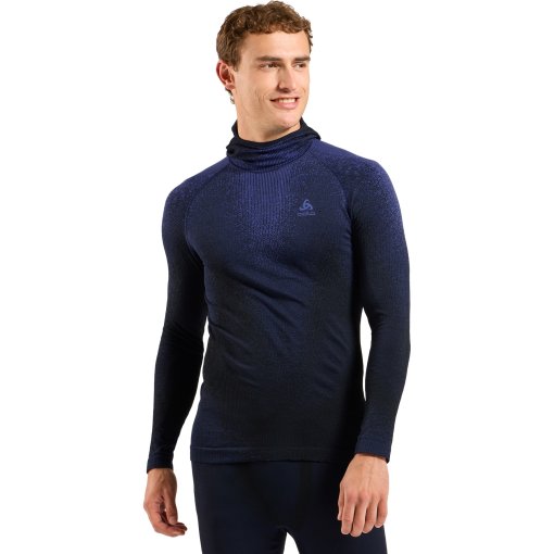 Foto de Odlo Camiseta Interior Manga Larga con Pasamontaña Hombre - POW Blackcomb - skipper blue