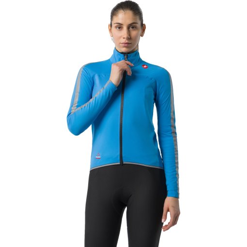 Picture of Castelli Ultra Rain Cape Jacket Women - blue circuit/silver reflex 462