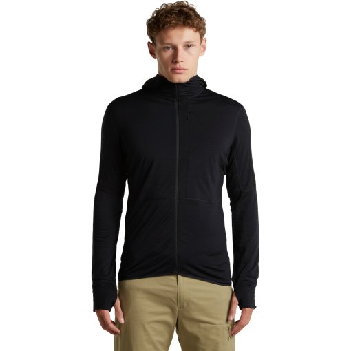 Foto de Icebreaker Merino 200 Realfleece™ Descender Sudadera con capucha y cremallera de manga larga para hombres - Black