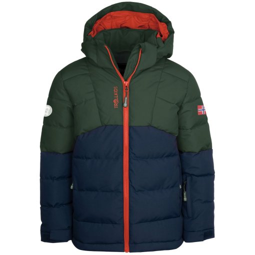 Billede af Trollkids Gryllefjord Jacket Kids - Forest Green/Navy/Flame Orange