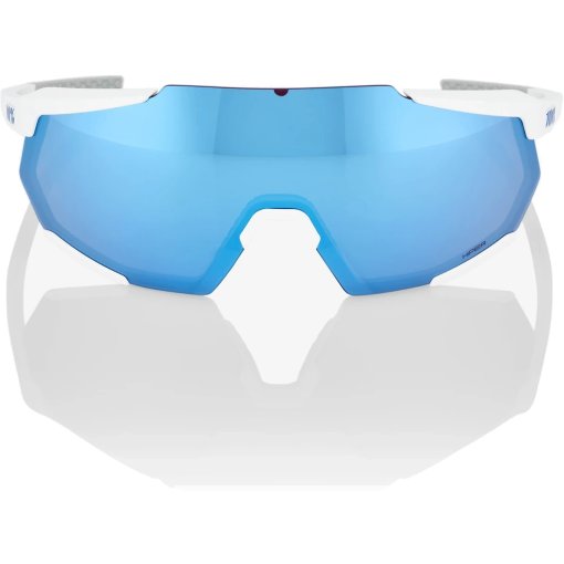 100% Racetrap 3.0 Glasses - Matte White - HiPER Blue Multilayer