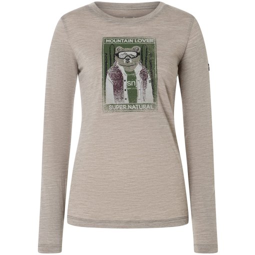 Foto de SUPER.NATURAL Camiseta de Manga Larga Mujer - Bearski - Vintage Khaki Melange/Various
