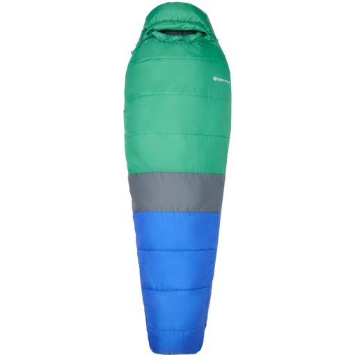 Image of Marmot Trestles Elite Eco 30 Sleeping Bag Kids - Regular - Zip left - trail blue/clover