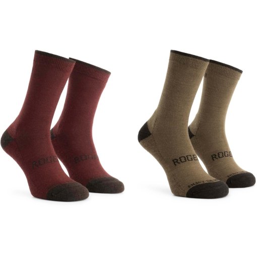 Photo produit de Rogelli Wool Chaussettes d&#039;hiver, lot de 2Pack de 2 - Bordeaux/Brown