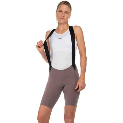 Photo produit de CUBE Gravel Cargo Cuissards à bretelles pour femmes - burgundy