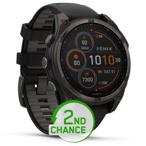 Photo produit de Garmin GPS Smartwatch - fenix 8 Sapphire Solar - 47mm - Graphit/Carbon Gray Titan DLC - Second Choix
