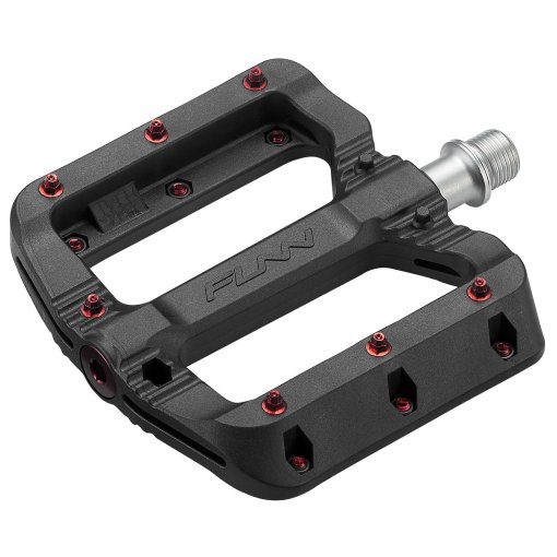 Productfoto van Funn Black Magic Flat Pedals - red pins