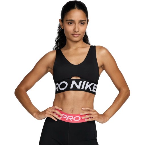 Foto de Nike Sujetador deportivo de sujeción media Mujer - Pro Indy Plunge - negro/blanco/blanco HF7324-010
