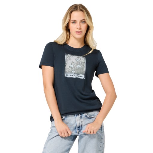 Picture of SUPER.NATURAL Snow Drops Bio J Tee Women - Blueberry/Various