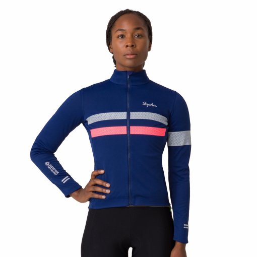 Immagine prodotto da Rapha Maglia a Maniche Lunghe Donna - Brevet Windstopper - navy/hi-vis pink