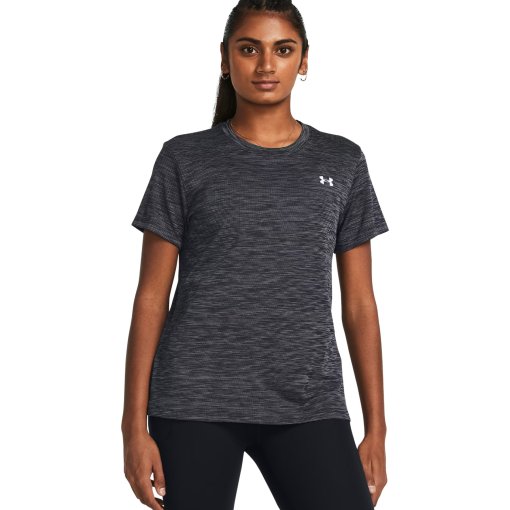 Foto de Under Armour Camiseta de Manga Corta con Textura Mujer - UA Tech™ - Negro/Blanco