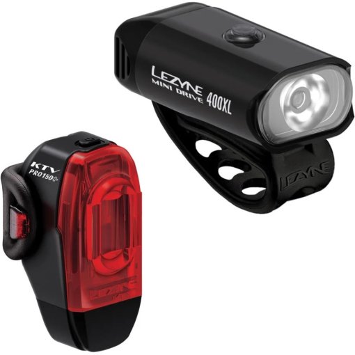 Photo produit de Lezyne Kit Éclairage - Mini Drive 400 XL / KTV Drive Pro+ - satin black/black