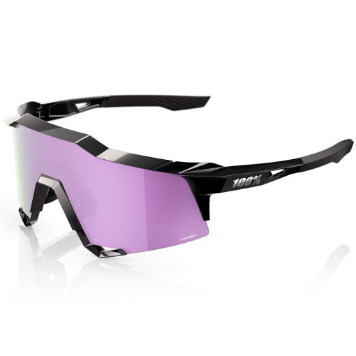 Picture of 100% Speedcraft Polarized Glasses - Polished Black - HiPER Lavender Mirror | Clear