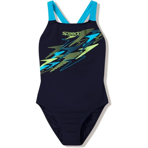 Picture of Speedo Medley Logo Medalist Swimsuit Women - hyper teal/citrus green