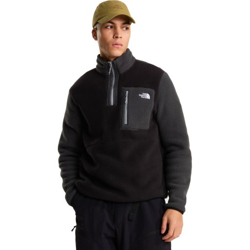 Photo produit de The North Face Yumiori Pullover polaire à fermeture éclair 1/4 pour hommes - TNF Black/Asphalt Grey/Monument Grey