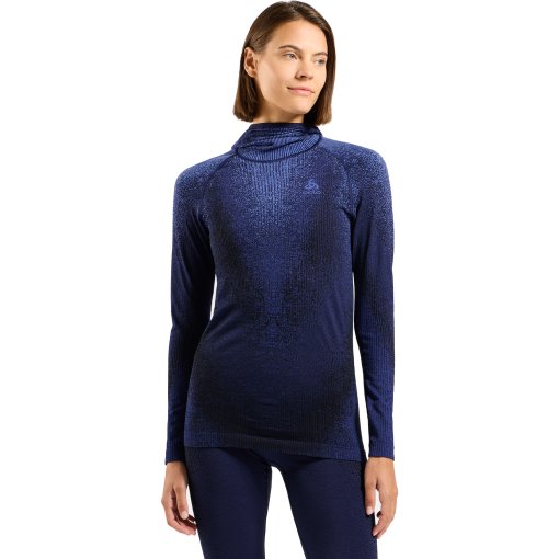 Foto de Odlo Camiseta Interior Manga Larga con Pasamontaña Mujer - POW Blackcomb - skipper blue