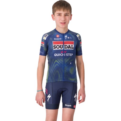 Picture of Castelli Aero Jersey Team Soudal Quick-Step Kids - blue/electric lime 051