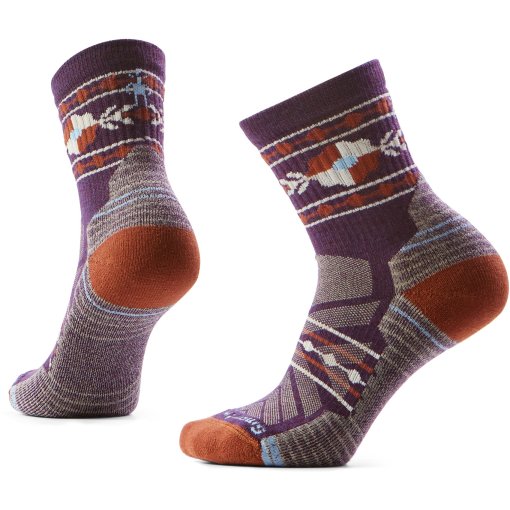 Produktbild von SmartWool Light Cushion Retro Floral Mid Crew Wandersocken Damen - L90 purple iris
