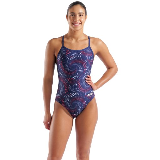 Foto de arena Traje de Baño Mujer - Performance Fireflow Lightdrop Back - Navy-Team Redwhiteblue