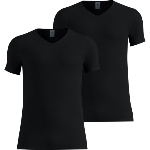 Picture of Odlo Active Light V-Neck Short Sleeve Baselayer Top Men 2 Pack - black