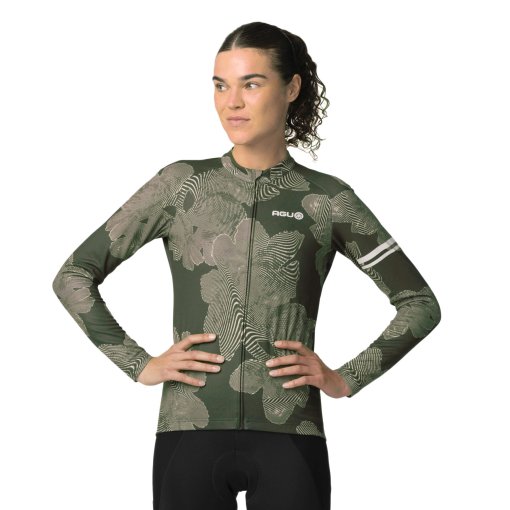 Foto de AGU Maillot de Manga Larga Mujer - Essential Striped Flower - forest green