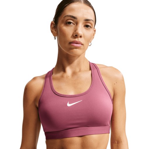 Produktbild von Nike Swoosh Gepolsterter Sport-BH mit mittlerem Halt Damen - pink smoke/white DX6821-654