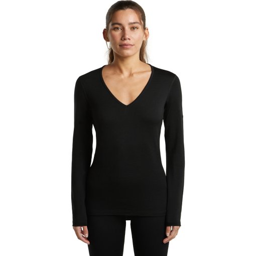 Picture of Icebreaker Merino 260 Tech Long Sleeve V Neck Thermal Top Women - Black