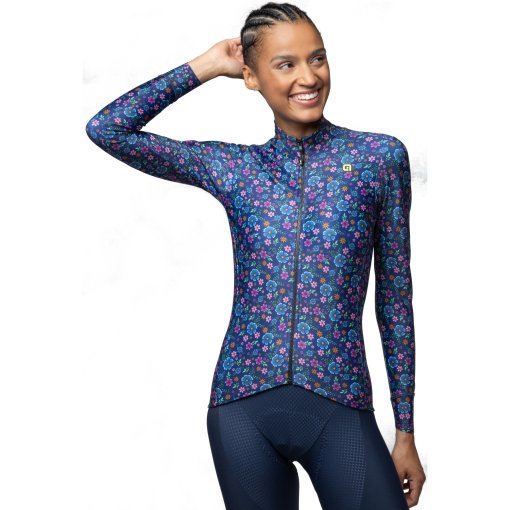 Productfoto van Alé PRAGMA Flowery Fietstrui met lange mouwen Dames - blue combo