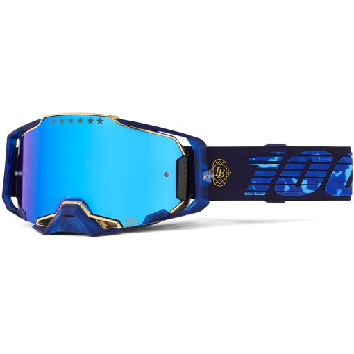Produktbild von 100% Armega Goggle - Bruni Signature - Navy Blue/Gold Mirror Lens