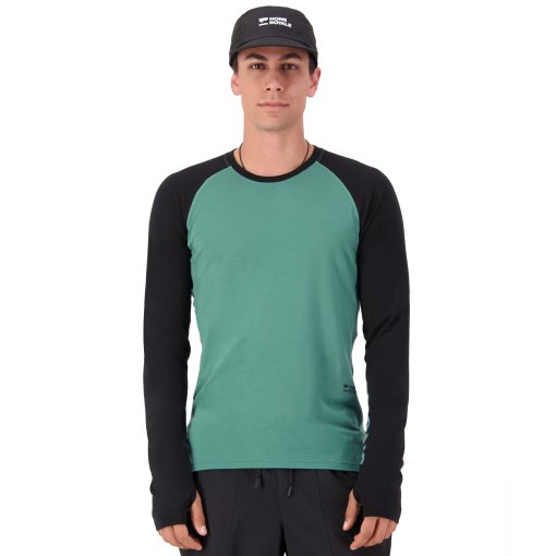 Picture of Mons Royale Temple Merino Long Sleeve Men - deep jade / black