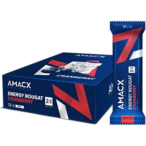 Produktbild von Amacx Energy Nougat Cranberry - Kohlenhydrat-Riegel - 12x37g