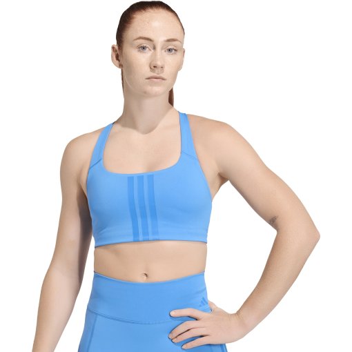 Zdjęcie: adidas Optime 3-Stripe Biustonosz sportowy o średnim stopniu wsparcia Damskie - ray blue/bright royal KA0104
