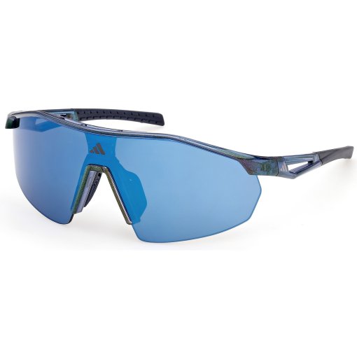 Photo produit de adidas Anemos Light S SP0116 Lunettes - Shiny Transparent Blue with Lime/Pink Effect / Blue Mirror