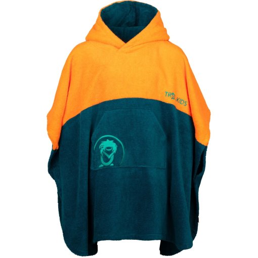 Produktbild von Trollkids Kvalvika Surf Badeponcho Kinder - Sahara Sunset/ Lagoon Green