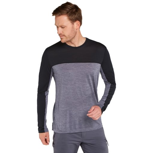 Foto de Icebreaker Camiseta de Manga Larga Hombre - Merino 125 Cool-Lite™ Sphere Colour Block - Graphite Hthr/Negro