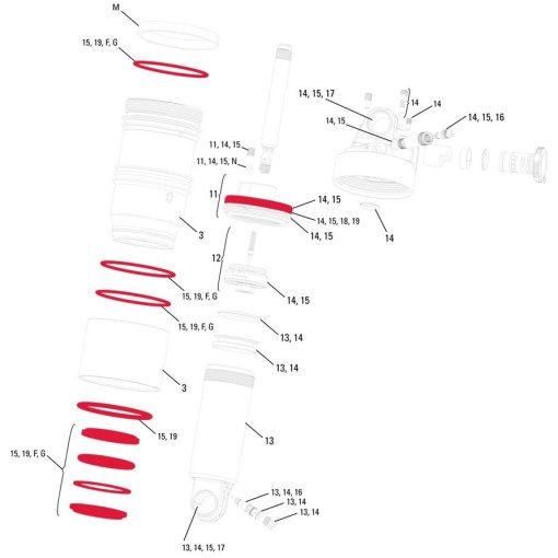 Foto de RockShox Service Kit for High Volume Air Can for Monarch / Monarch Plus 2012 - 00.4315.032.250