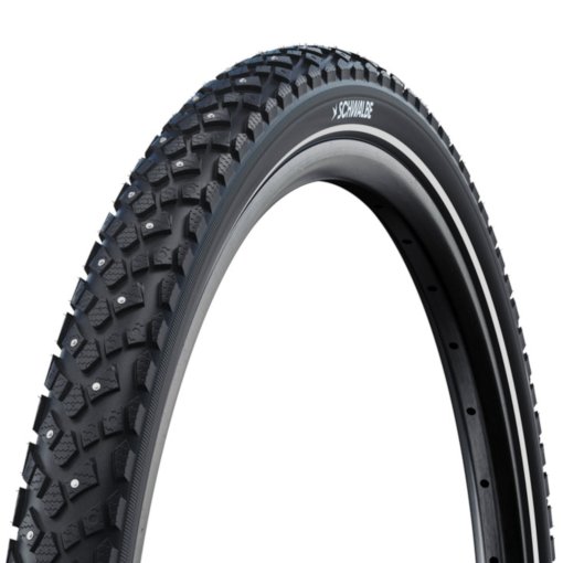 Photo produit de Schwalbe Pneu Tringle Rigide - Motion Spike - K-Guard | Winter | E-25 - 28x1.35&quot; | Black Reflex