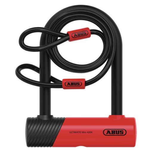 Photo produit de ABUS Antivol u - Ultimate Mini 420K/150HB140 + Support USH + Câble avec Boucles Cobra 10/120 - noir/rouge