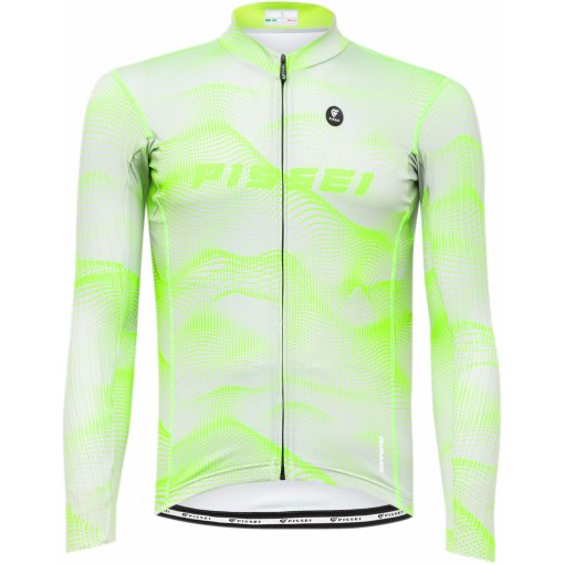 Productfoto van PISSEI Sanremo Fietsshirt met Lange Mouwen Heren - Grey/Green Fluo