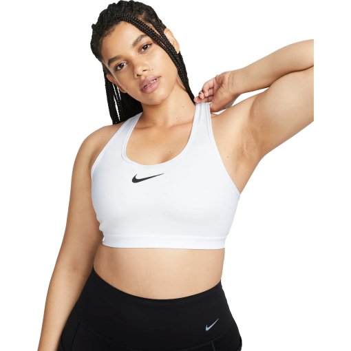 Foto de Nike Sujetador deportivo de sujeción alta Mujer - Dri-FIT Swoosh - blanco/blanco/negro DX6815-100