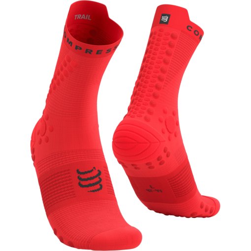 Produktbild von Compressport Pro Racing Kompressionssocken v4.0 Trail - fluo red/black