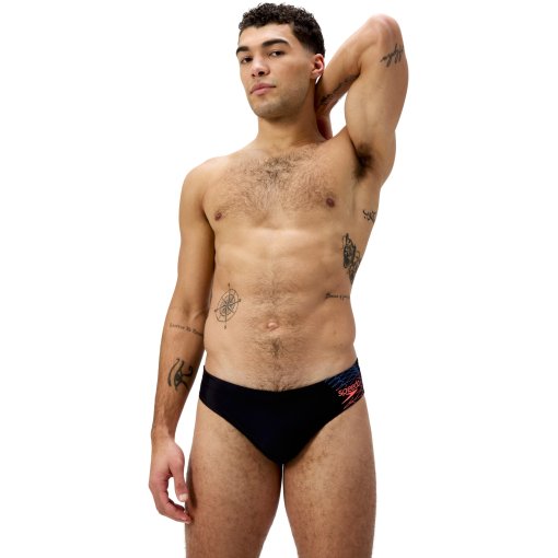 Produktbild von Speedo Medley Logo 7cm Badeslip Herren - black/neon coral