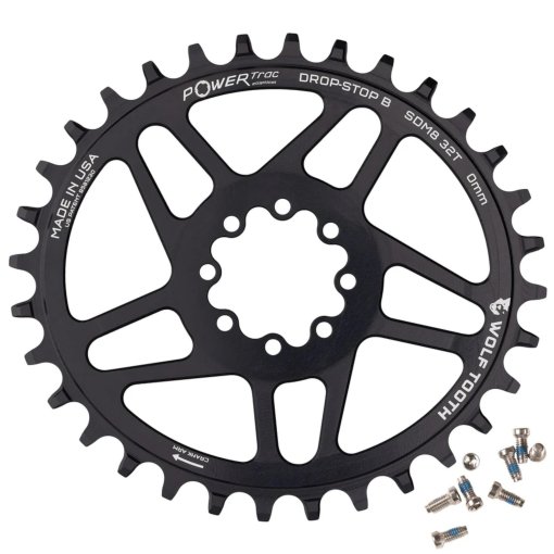 Produktbild von Wolf Tooth PowerTrac Ovales Kettenblatt - SRAM 8-Bolt | Boost - Drop-Stop ST | Offset 3mm