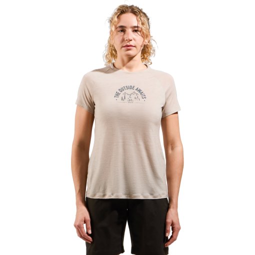 Produktbild von Odlo Ride 365 Performance Wool 130 Print T-Shirt Damen - silver cloud melange